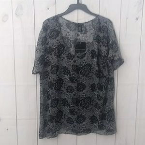 Apostrophe black floral blouse extra large